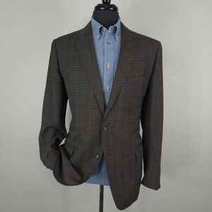 Vintage Burdine's Blazer Mens 46 Brown Check Tweed Sport Coat Jacket USA 1950s